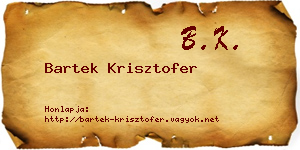 Bartek Krisztofer névjegykártya